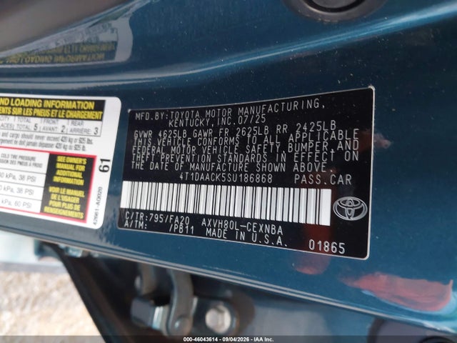 Toyota CAMRY LE 2025 4T1DAACK5SU186868 Image 9