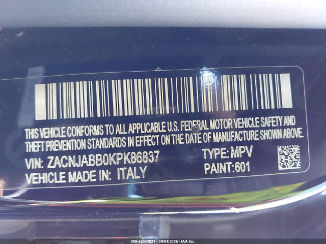 Продаж на аукціоні авто 2019 Jeep Renegade Latitude Fwd, vin: ZACNJABB0KPK86837, номер лоту: 46043621