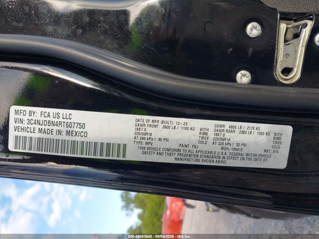 Продаж на аукціоні авто 2024 Jeep Compass Latitude 4x4, vin: 3C4NJDBN4RT607750, номер лоту: 46043648
