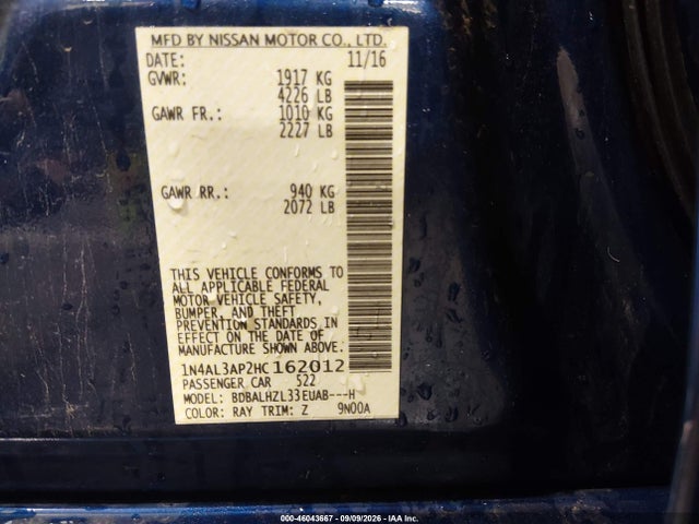 Nissan Altima 2.5 Sr 2017 1N4AL3AP2HC162012 Image 9