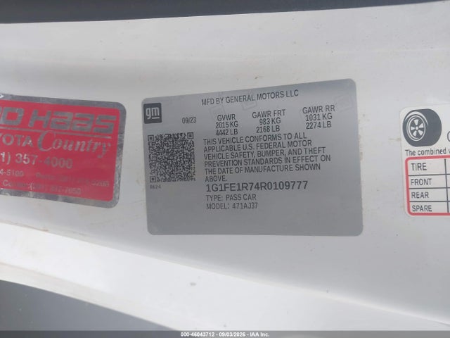 Продаж на аукціоні авто 2024 Chevrolet Camaro Rwd  1ss, vin: 1G1FE1R74R0109777, номер лоту: 46043712