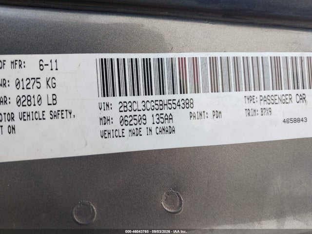 Aukcja sprzedaży 2011 Dodge Charger, vin: 2B3CL3CG5BH554388, numer aukcji: 46043765