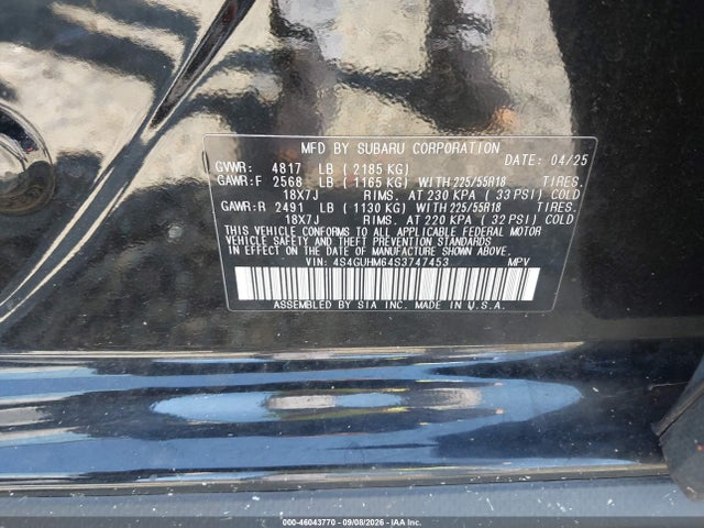 Aukcja sprzedaży 2025 Subaru Crosstrek Limited, vin: 4S4GUHM64S3747453, numer aukcji: 46043770