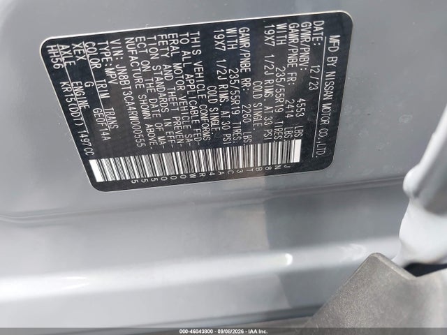 Продаж на аукціоні авто 2024 Nissan Rogue Sl Fwd, vin: JN8BT3CA4RW000555, номер лоту: 46043800