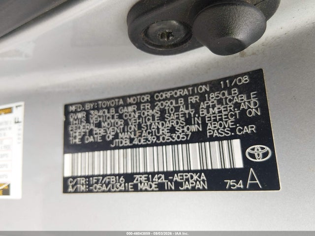 Aukcja sprzedaży 2009 Toyota Corolla Le, vin: JTDBL40E39J053057, numer aukcji: 46043859