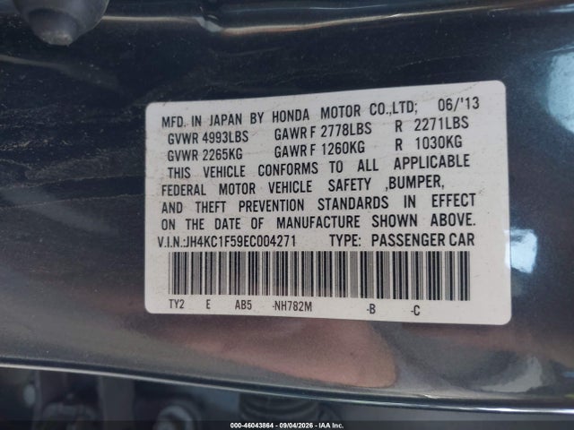 Aukcja sprzedaży 2014 Acura Rlx, vin: JH4KC1F59EC004271, numer aukcji: 46043864