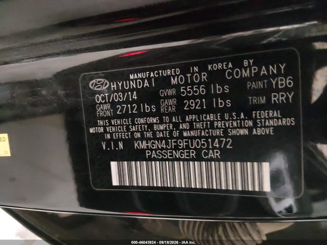 Hyundai Genesis 5.0 2015 KMHGN4JF9FU051472 Image 9