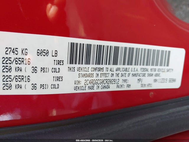 Продажа на аукционе авто 2012 Dodge Grand Caravan Sxt, vin: 2C4RDGCG0CR202912, номер лота: 46043966