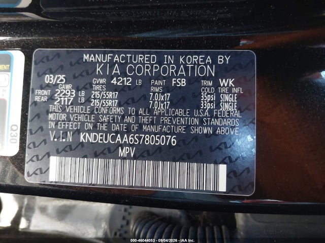 2025 Kia Seltos S მანქანა იყიდება აუქციონზე, vin: KNDEUCAA6S7805076, აუქციონის ნომერი: 46044053