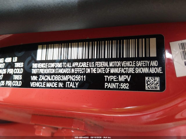 Auction sale of the 2021 Jeep Renegade Latitude 4x4, vin: ZACNJDBB3MPN25611, lot number: 46044088