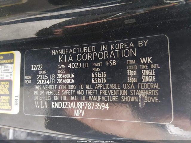 2023 Kia Soul Lx მანქანა იყიდება აუქციონზე, vin: KNDJ23AU8P7873594, აუქციონის ნომერი: 46044186