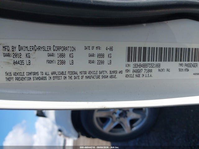 46044216 :رقم المزاد ، 1B3HB48B97D521068 vin ، 2007 Dodge Caliber Sxt مزاد بيع