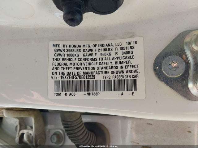 Продаж на аукціоні авто 2019 Honda Insight Ex, vin: 19XZE4F57KE012529, номер лоту: 46044224