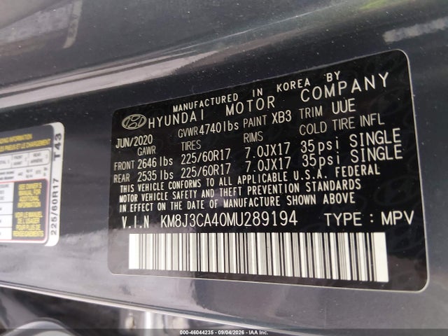Продаж на аукціоні авто 2021 Hyundai Tucson Value, vin: KM8J3CA40MU289194, номер лоту: 46044235