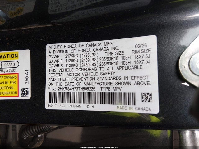 Honda Cr-v Ex-l Awd 2026 2HKRS4H73TH505225 Image 9