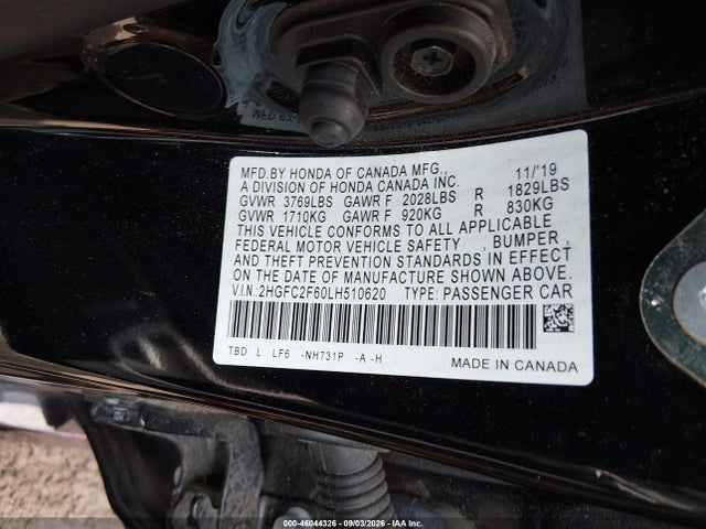 Продаж на аукціоні авто 2020 Honda Civic Lx, vin: 2HGFC2F60LH510620, номер лоту: 46044326