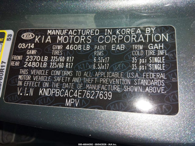 KIA Sportage Lx 2014 KNDPBCAC4E7627639 Image 9