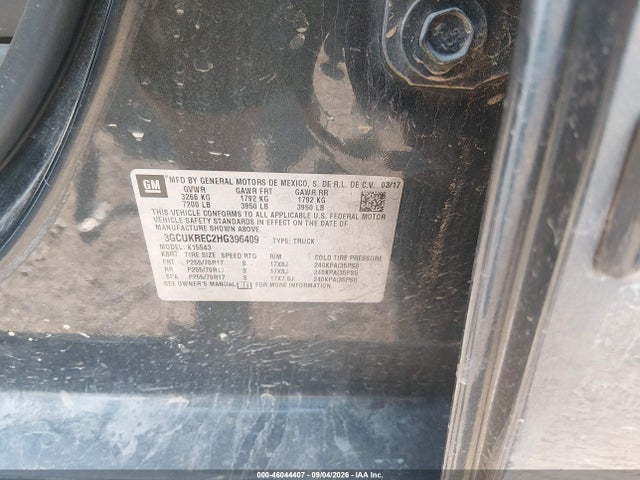 46044407 :رقم المزاد ، 3GCUKREC2HG396409 vin ، 2017 Chevrolet Silverado 1500 1lt مزاد بيع