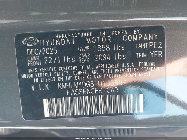 Продажа на аукционе авто 2026 Hyundai Elantra Sel Sport, vin: KMHLM4DG6TU163857, номер лота: 46044455