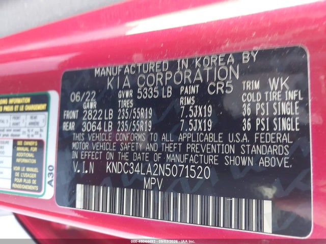 KNDC34LA2N5071520 KIA Ev6 Wind