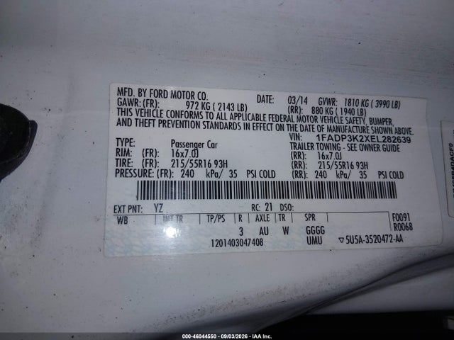 Ford FOCUS SE 2014 1FADP3K2XEL282639 Image 9