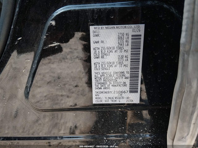 Продажа на аукционе авто 2026 Nissan Pathfinder S, vin: 5N1DR3AE6TC210667, номер лота: 46044607