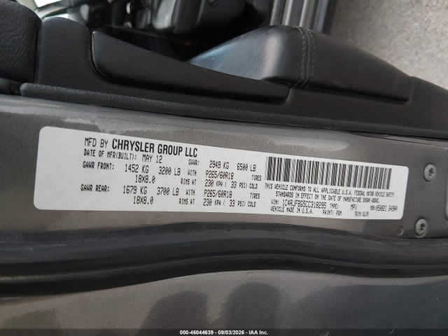 46044639 :رقم المزاد ، 1C4RJFBG5CC318295 vin ، 2012 Jeep Grand Cherokee Limited مزاد بيع