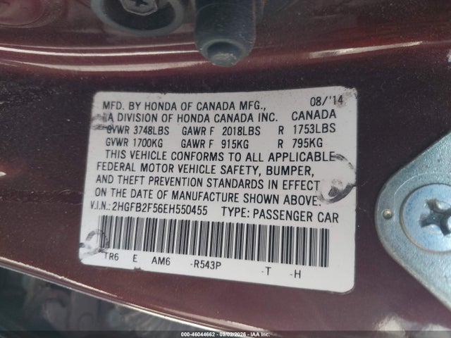 2HGFB2F56EH550455 Honda Civic Lx