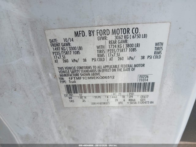 46044666 :رقم المزاد ، 1FTMF1CM9EKG06512 vin ، 2014 Ford F-150 Xl مزاد بيع