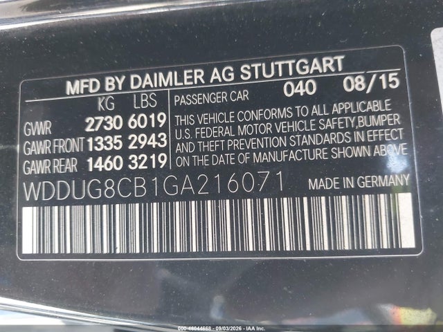Aukcja sprzedaży 2016 Mercedes-benz S 550, vin: WDDUG8CB1GA216071, numer aukcji: 46044668