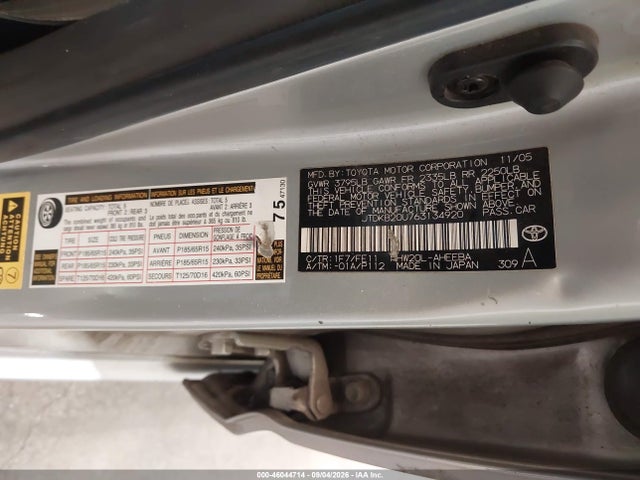 Продажа на аукционе авто 2006 Toyota Prius, vin: JTDKB20U763134920, номер лота: 46044714