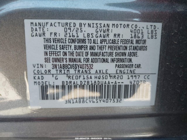 Продажа на аукционе авто 2025 Nissan Sentra Sv, vin: 3N1AB8CV6SY407532, номер лота: 46044728