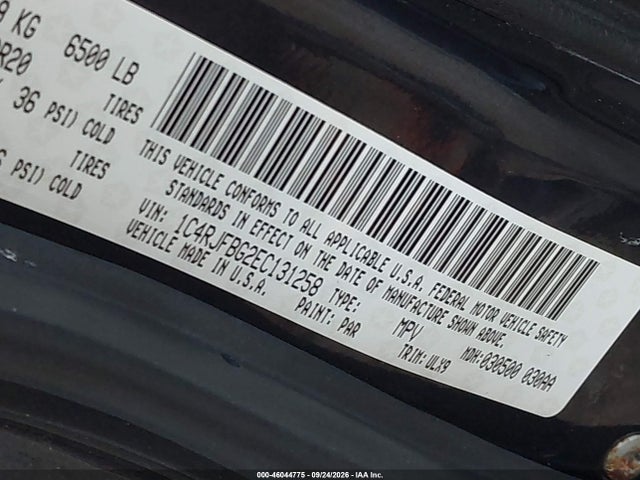 2014 Jeep Grand Cherokee Limited მანქანა იყიდება აუქციონზე, vin: 1C4RJFBG2EC131258, აუქციონის ნომერი: 46044775