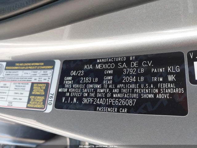 Продаж на аукціоні авто 2023 Kia Forte Lxs, vin: 3KPF24AD1PE626087, номер лоту: 46044779