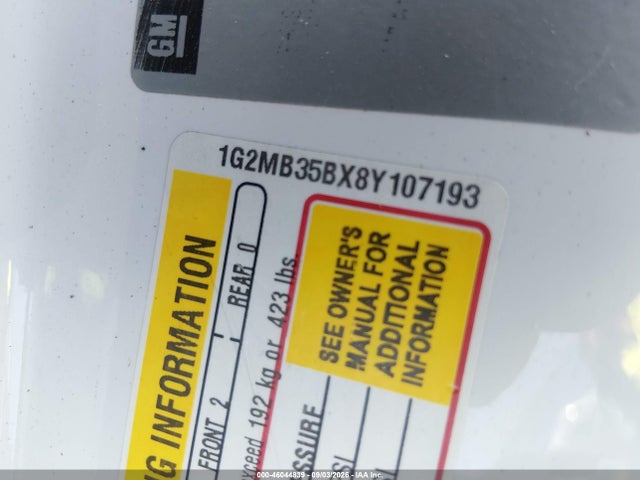 Aukcja sprzedaży 2008 Pontiac Solstice, vin: 1G2MB35BX8Y107193, numer aukcji: 46044839