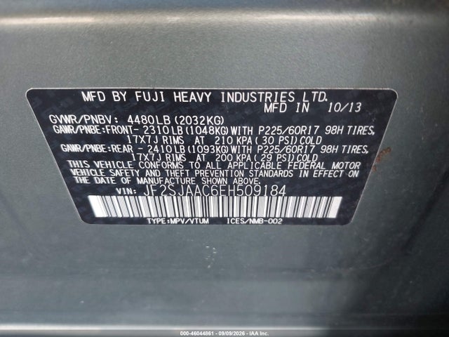 Subaru Forester 2.5i 2014 JF2SJAAC6EH509184 Image 9