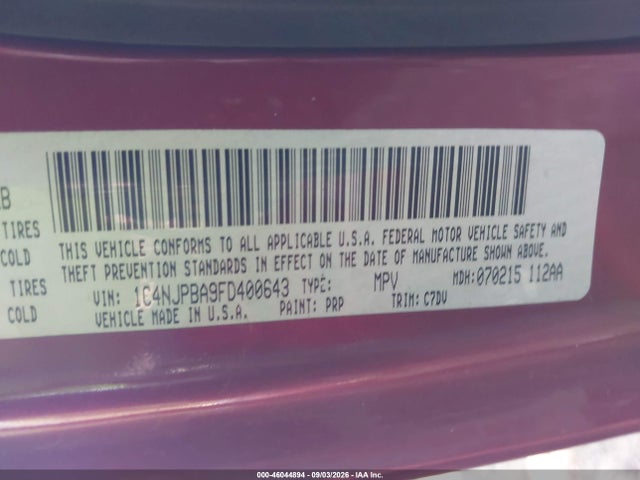Продаж на аукціоні авто 2015 Jeep Patriot Altitude Edition, vin: 1C4NJPBA9FD400643, номер лоту: 46044894