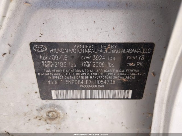 Aukcja sprzedaży 2017 Hyundai Elantra Se, vin: 5NPD84LF7HH054735, numer aukcji: 46044998