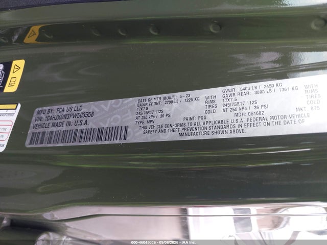 Продаж на аукціоні авто 2023 Jeep Wrangler 4-door Sport 4x4, vin: 1C4HJXDN3PW503558, номер лоту: 46045036