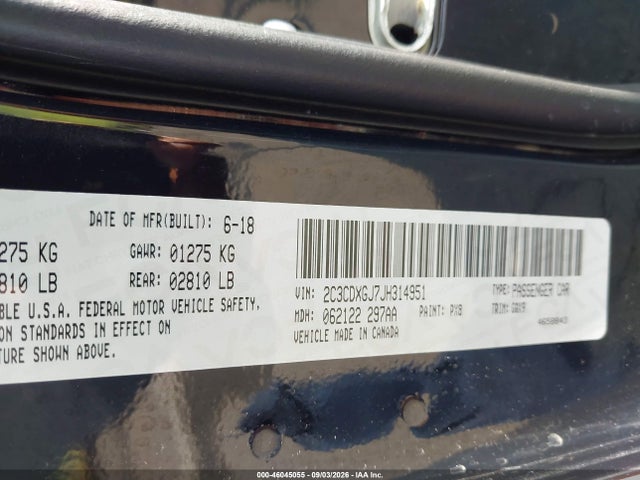 Aukcja sprzedaży 2018 Dodge Charger R/t Scat Pack Rwd, vin: 2C3CDXGJ7JH314951, numer aukcji: 46045055