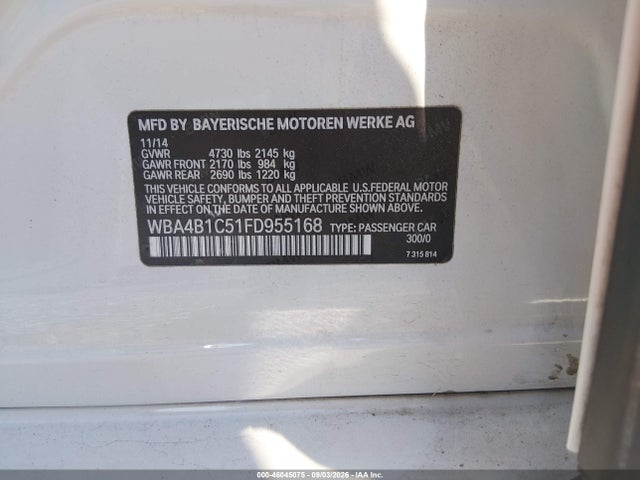 Продаж на аукціоні авто 2015 Bmw 435i Gran Coupe, vin: WBA4B1C51FD955168, номер лоту: 46045075