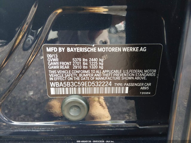 Aukcja sprzedaży 2014 Bmw 535i Xdrive, vin: WBA5B3C59ED532224, numer aukcji: 46045136