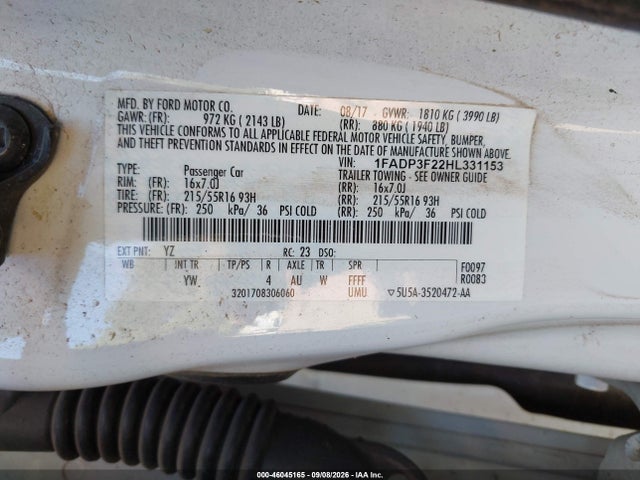 1FADP3F22HL331153 Ford FOCUS SE