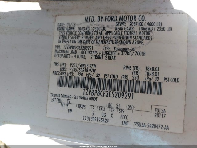 Продажа на аукционе авто 2014 Ford Mustang Gt, vin: 1ZVBP8CF3E5209291, номер лота: 46045235