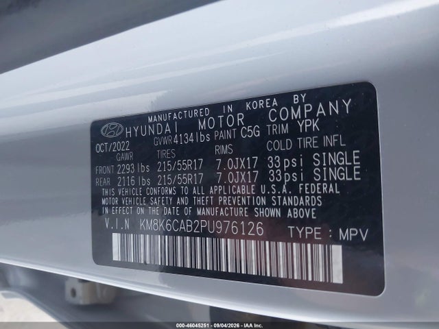 Продаж на аукціоні авто 2023 Hyundai Kona Sel, vin: KM8K6CAB2PU976126, номер лоту: 46045251