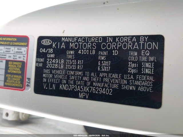 KIA SOUL + 2019 KNDJP3A5XK7629402 Image 9