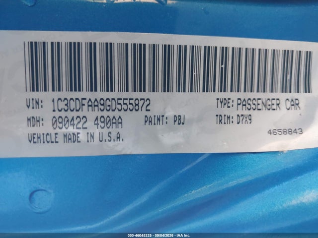 46045325 :رقم المزاد ، 1C3CDFAA9GD555872 vin ، 2016 Dodge Dart Se مزاد بيع
