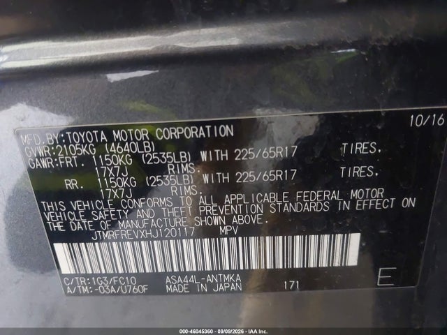 Aukcja sprzedaży 2017 Toyota Rav4 Xle, vin: JTMRFREVXHJ120117, numer aukcji: 46045360