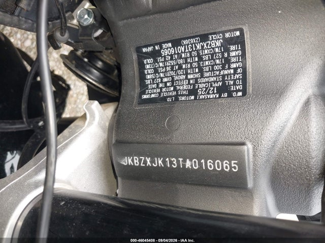 2026 Kawasaki Zx636 K მანქანა იყიდება აუქციონზე, vin: JKBZXJK13TA016065, აუქციონის ნომერი: 46045408