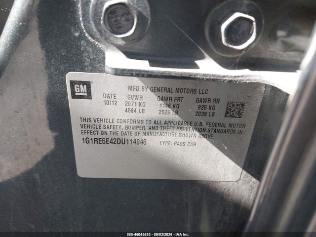 Продажа на аукционе авто 2013 Chevrolet Volt, vin: 1G1RE6E42DU114046, номер лота: 46045453